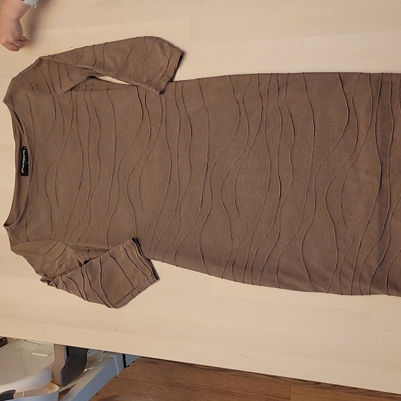 Sharagano Dresses & Skirts - EUC sharagano Hot Chocolate Brown Textured Three Quarter Sleeve Dress Fu…